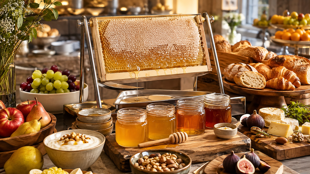 Cómo crear una estación de miel atractiva en un buffet requiere cuidar cada detalle visual, gastronómico y sanitario. Un desayuno buffet